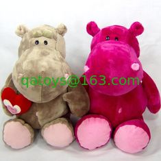 China Sitting Pose Grey and Pink Hippo Plush Toys supplier