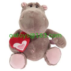China Sitting Pose Hippo with red heart Plush Toys supplier